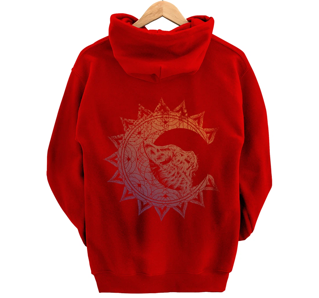 Magic Occult Witch Wicca Pagan Cat Animal Crescent Moon Pullover Hoodie
