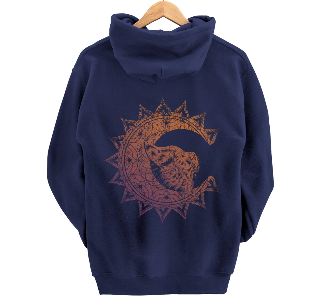 Magic Occult Witch Wicca Pagan Cat Animal Crescent Moon Pullover Hoodie