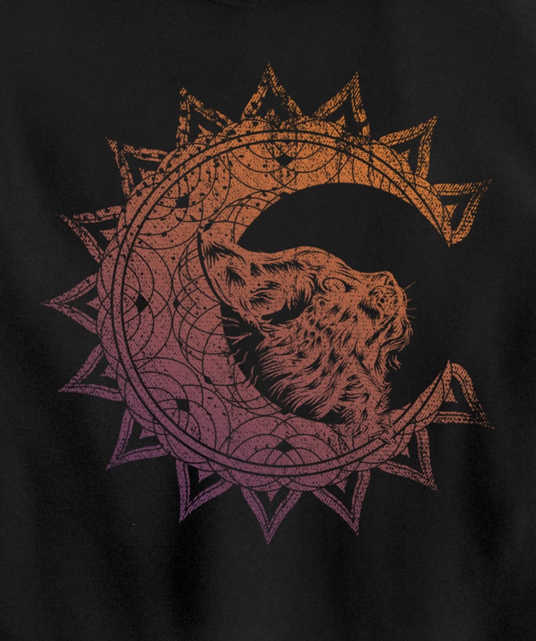 Magic Occult Witch Wicca Pagan Cat Animal Crescent Moon Pullover Hoodie