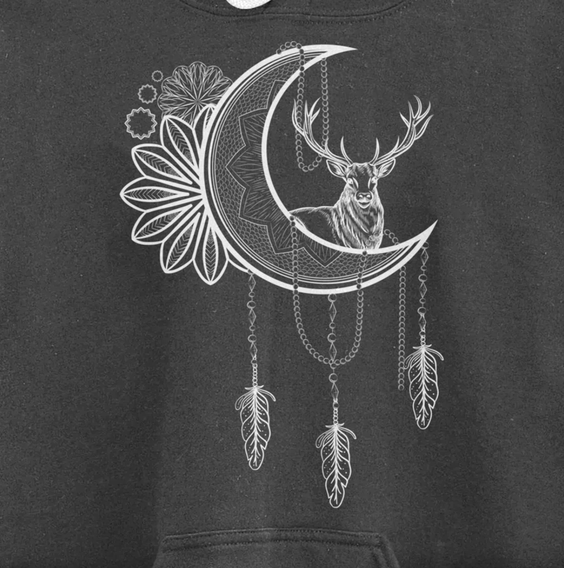 Deer Animal Flower Boho Dreamcatcher Floral Crescent Moon Pullover Hoodie