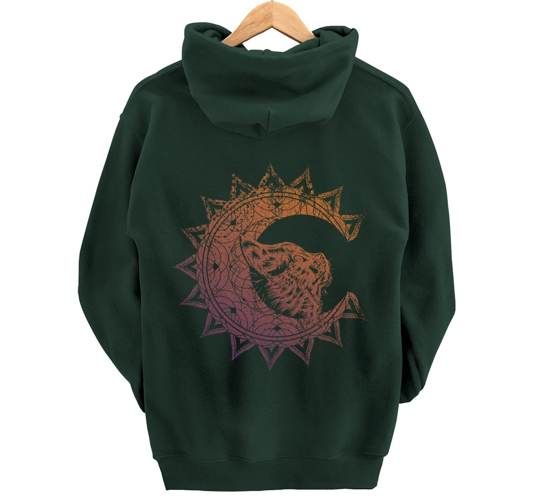 Magic Occult Witch Wicca Pagan Cat Animal Crescent Moon Pullover Hoodie