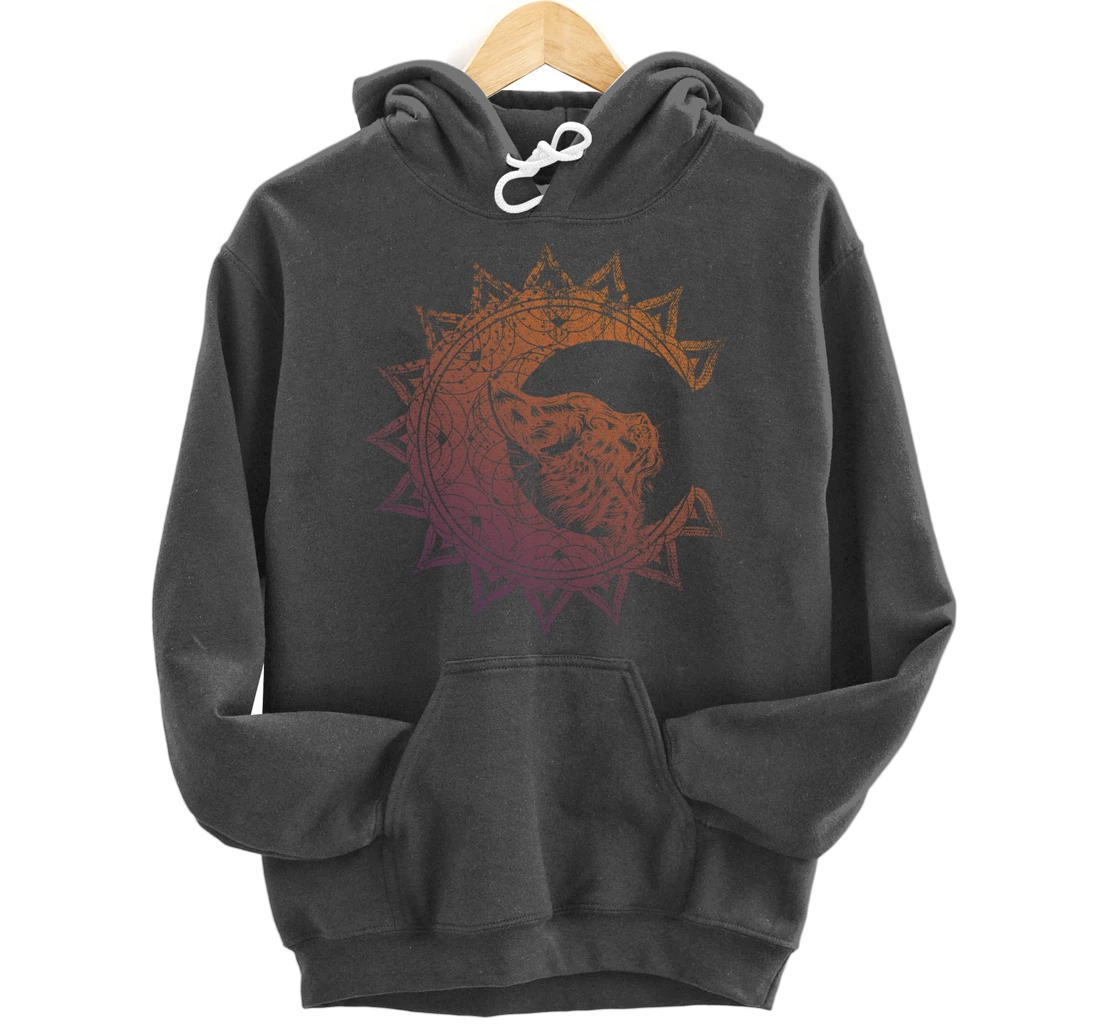 Magic Occult Witch Wicca Pagan Cat Animal Crescent Moon Pullover Hoodie