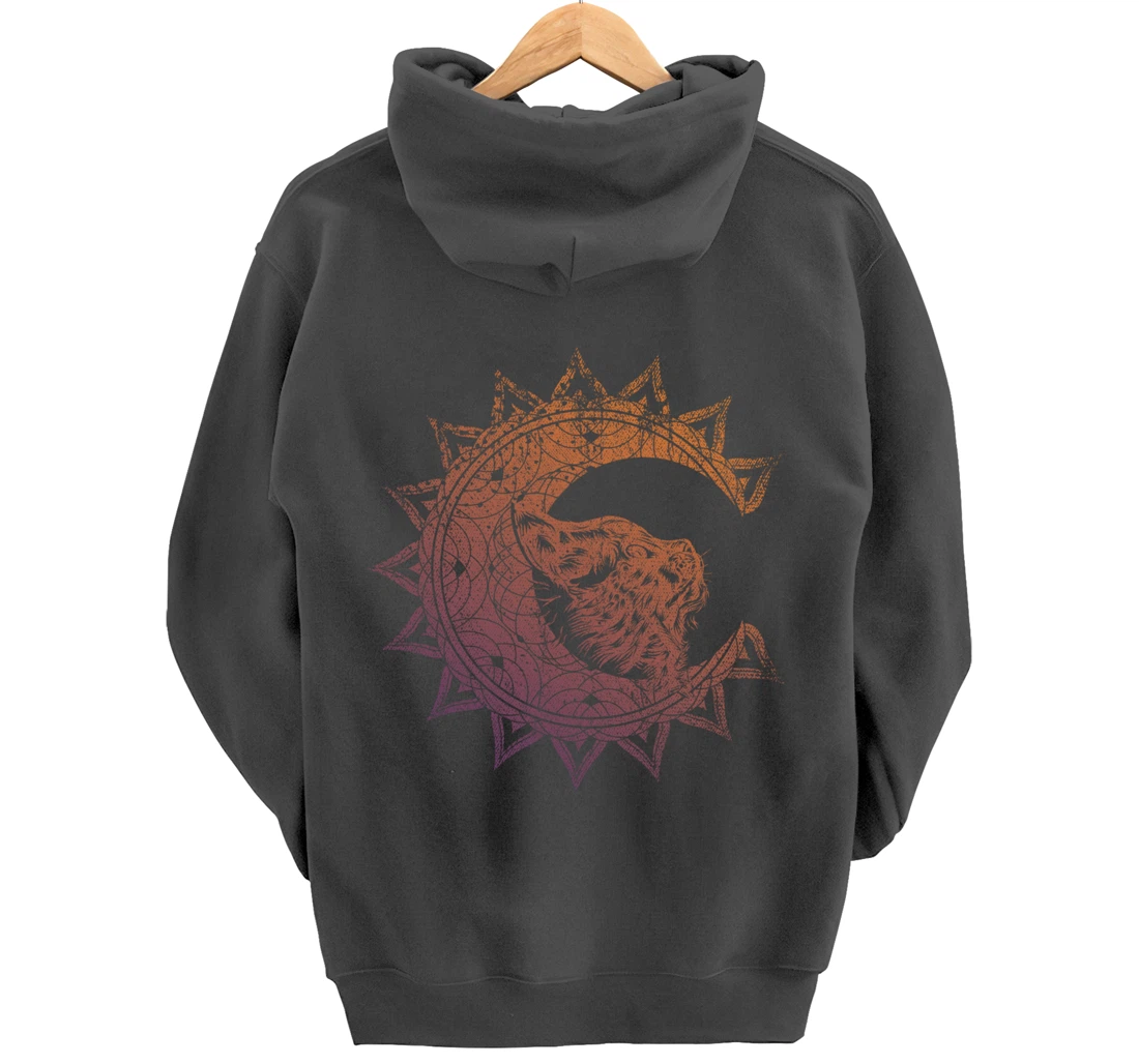 Magic Occult Witch Wicca Pagan Cat Animal Crescent Moon Pullover Hoodie