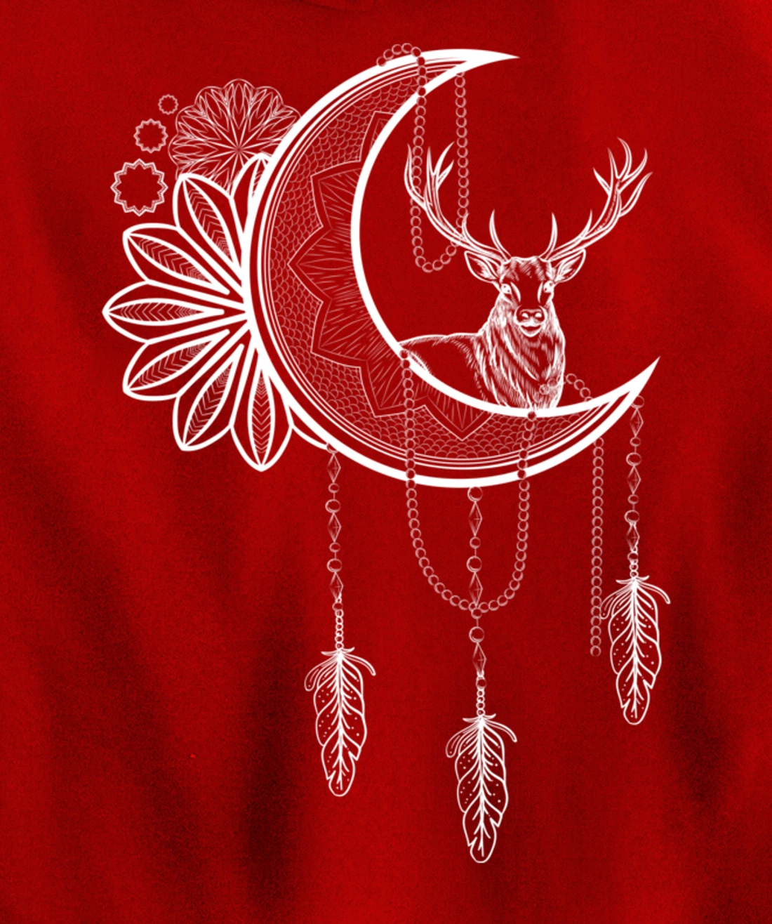 Deer Animal Flower Boho Dreamcatcher Floral Crescent Moon Pullover Hoodie
