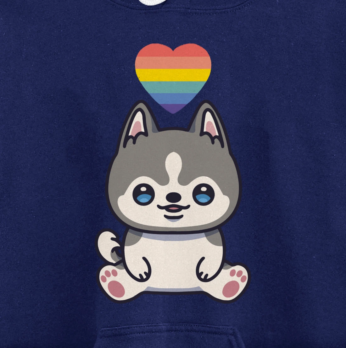Gay Siberian Husky Dog LGBTQ Pride Flag Anime Kawaii Heart Pullover Hoodie