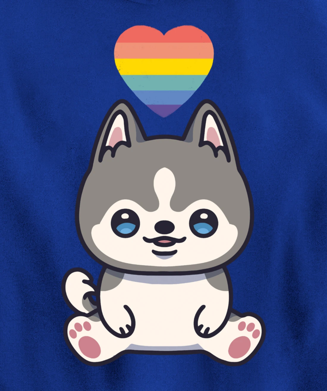 Gay Siberian Husky Dog LGBTQ Pride Flag Anime Kawaii Heart Pullover Hoodie