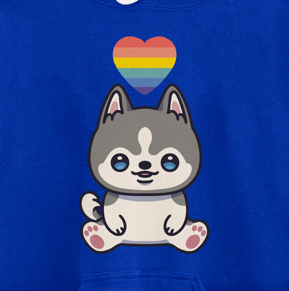 Gay Siberian Husky Dog LGBTQ Pride Flag Anime Kawaii Heart Pullover Hoodie