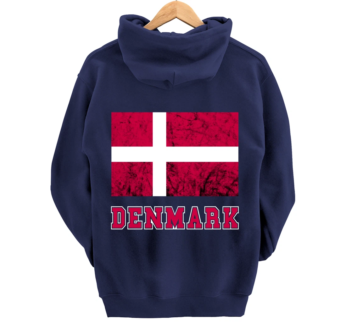 Denmark Flag Dannebrog Retro Danish Pride Danes Roots Dansk Pullover Hoodie