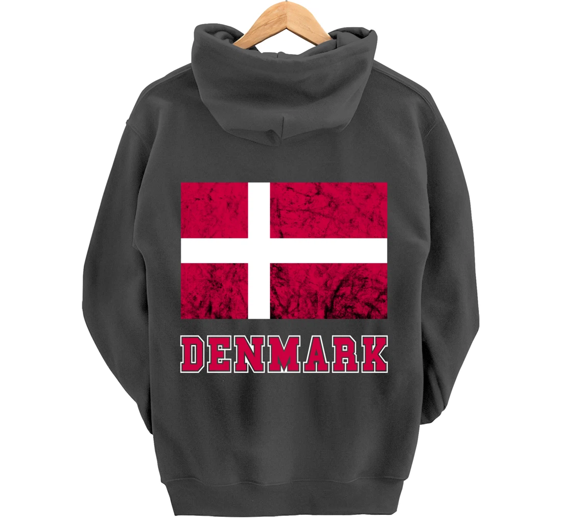 Denmark Flag Dannebrog Retro Danish Pride Danes Roots Dansk Pullover Hoodie