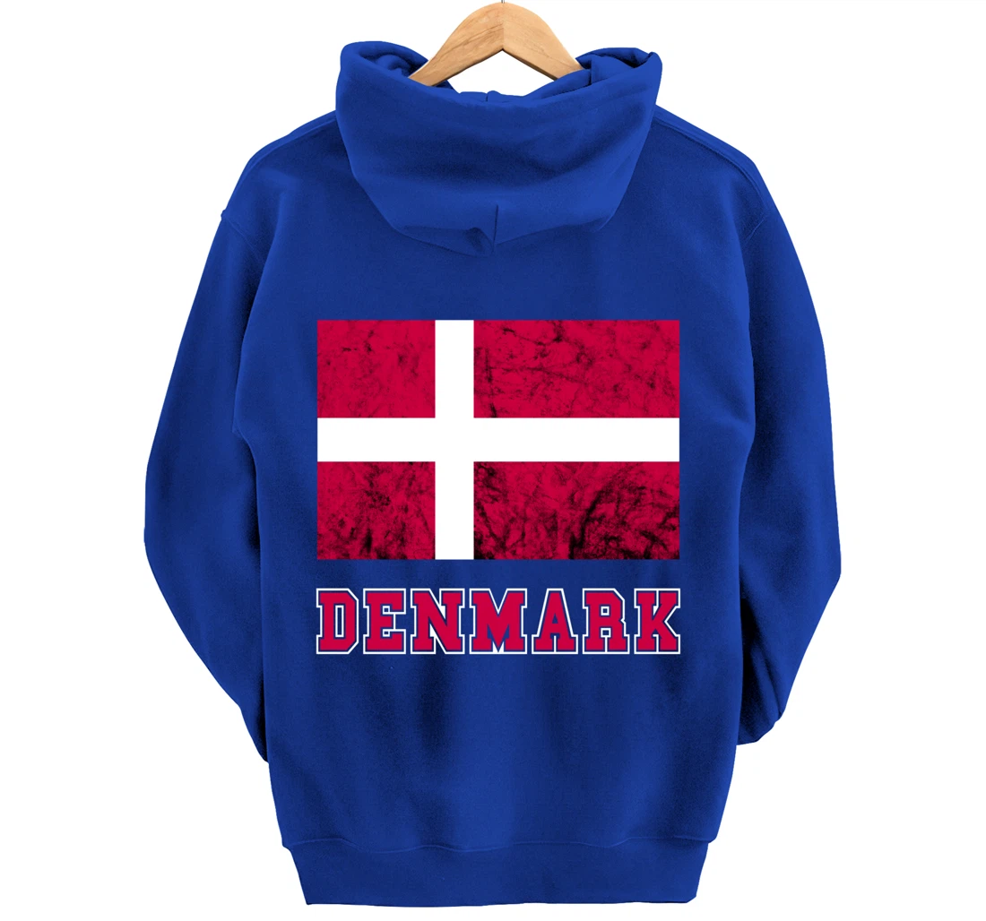 Denmark Flag Dannebrog Retro Danish Pride Danes Roots Dansk Pullover Hoodie