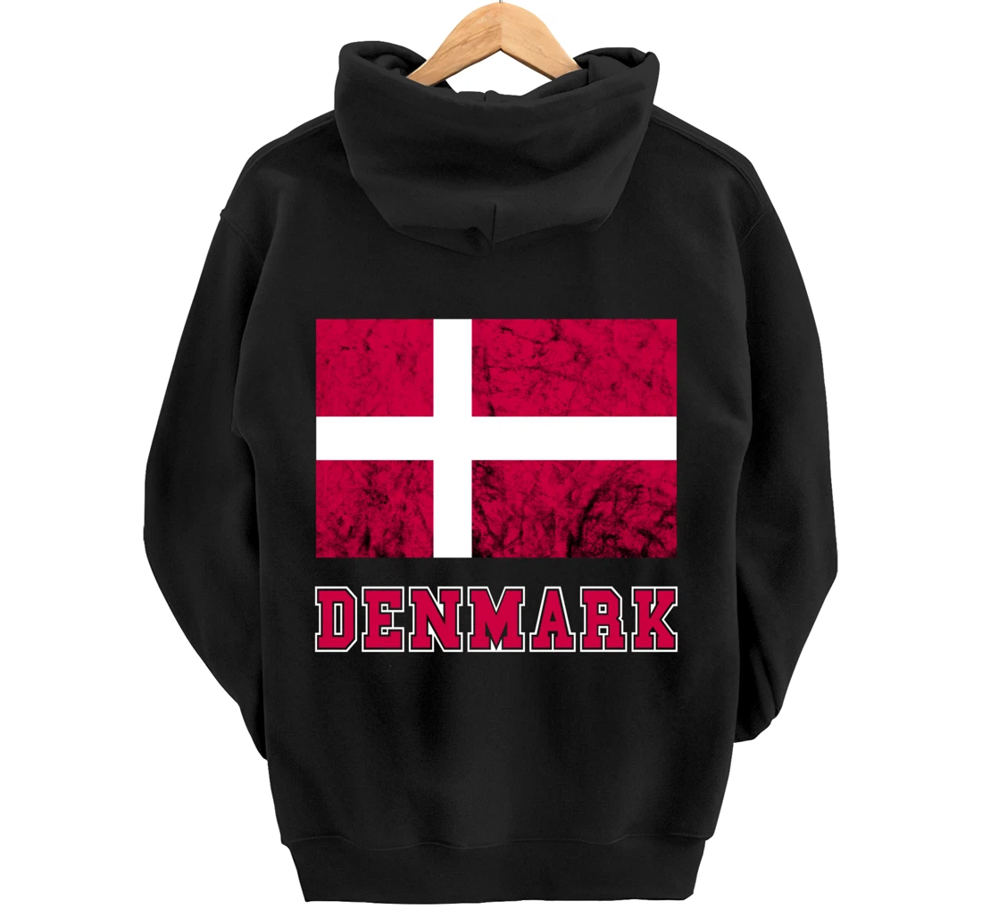 Denmark Flag Dannebrog Retro Danish Pride Danes Roots Dansk Pullover Hoodie