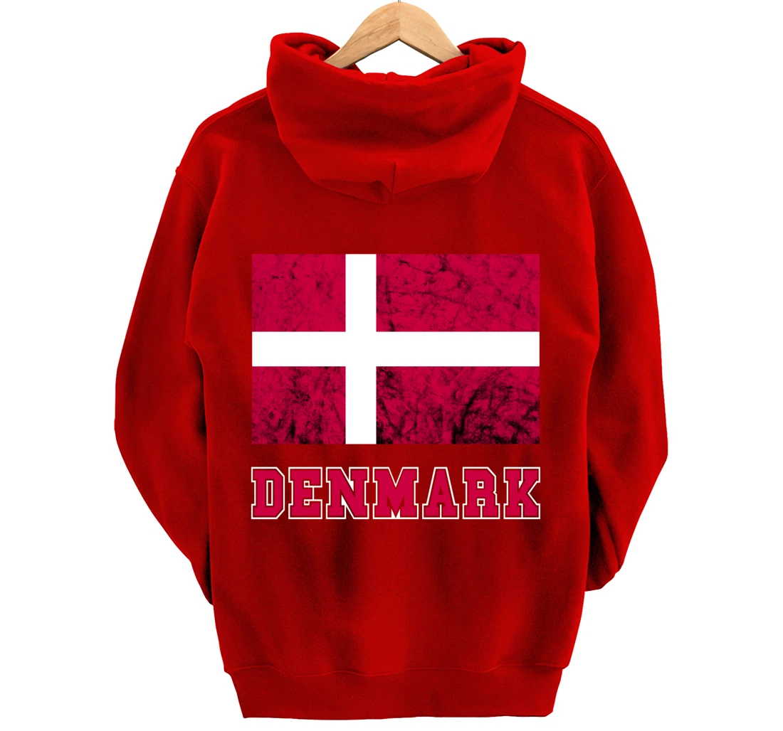Denmark Flag Dannebrog Retro Danish Pride Danes Roots Dansk Pullover Hoodie