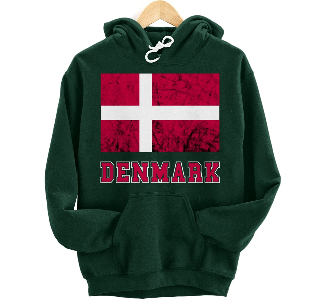 Denmark Flag Dannebrog Retro Danish Pride Danes Roots Dansk Pullover Hoodie