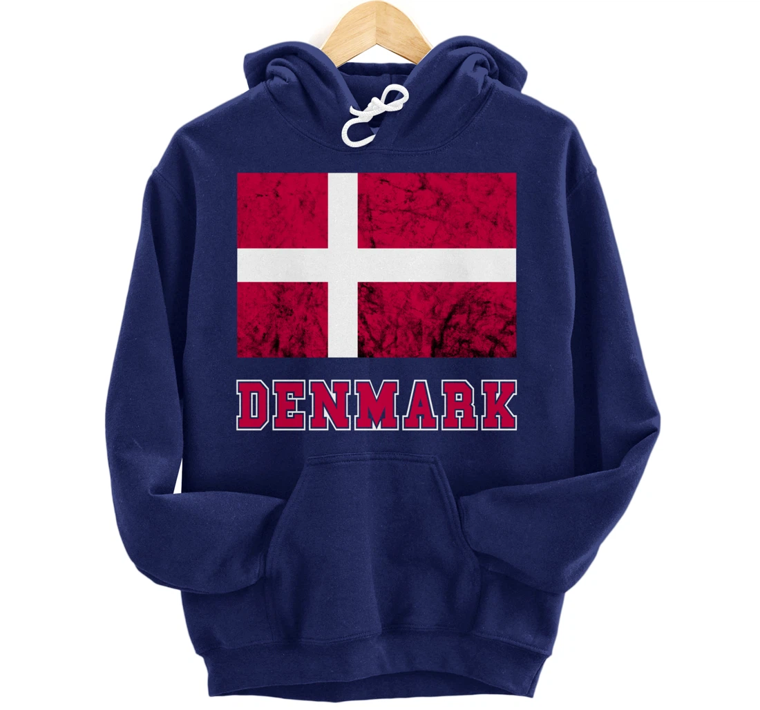 Denmark Flag Dannebrog Retro Danish Pride Danes Roots Dansk Pullover Hoodie