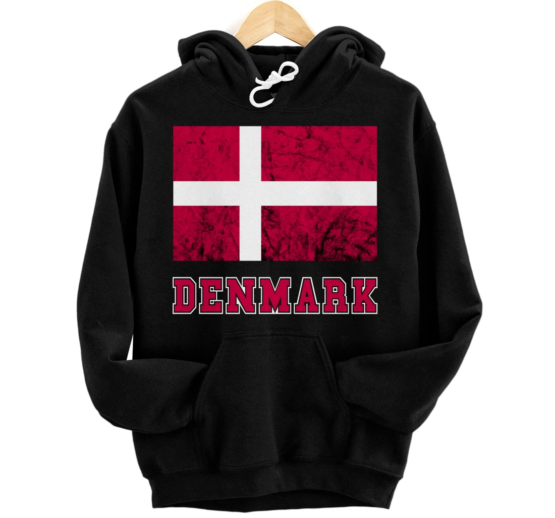 Denmark Flag Dannebrog Retro Danish Pride Danes Roots Dansk Pullover Hoodie
