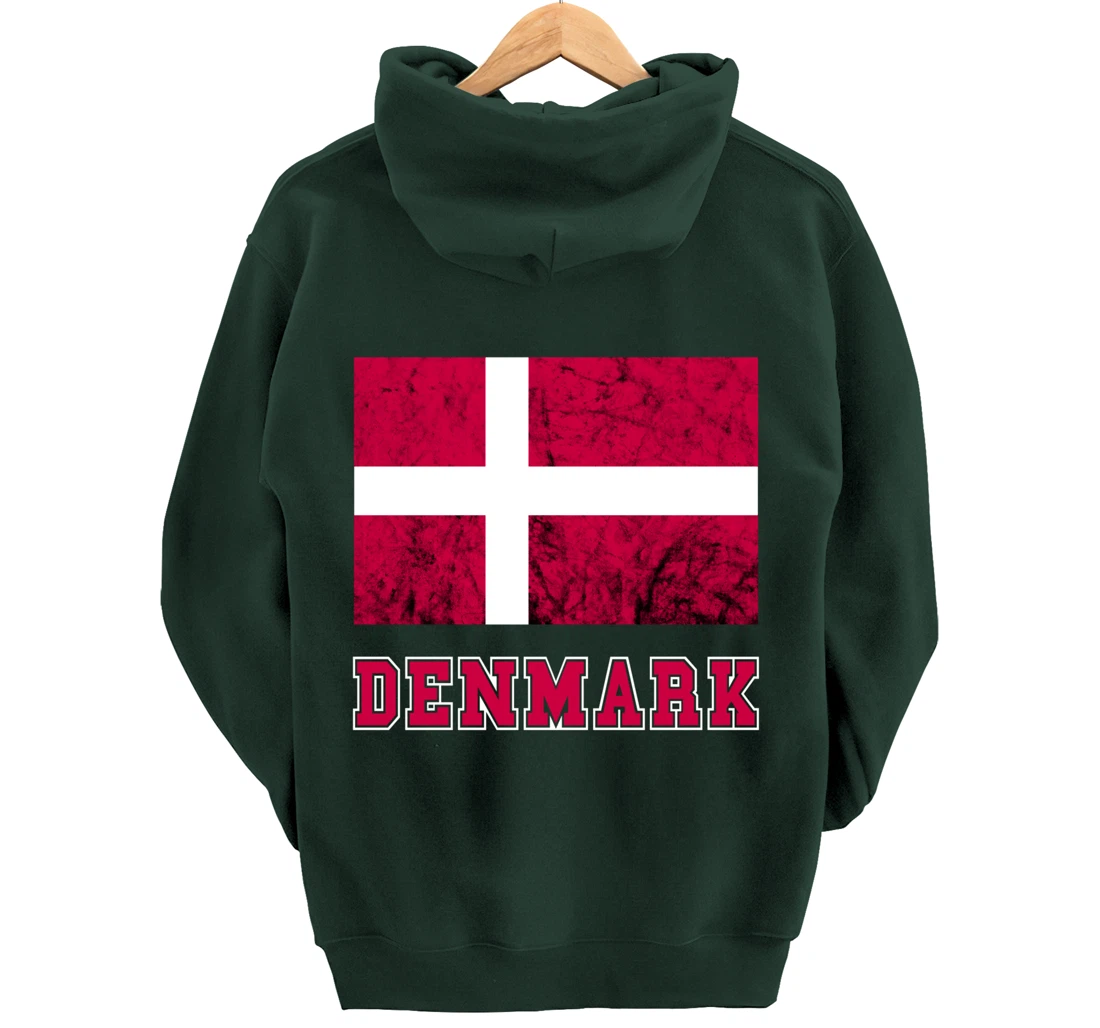 Denmark Flag Dannebrog Retro Danish Pride Danes Roots Dansk Pullover Hoodie