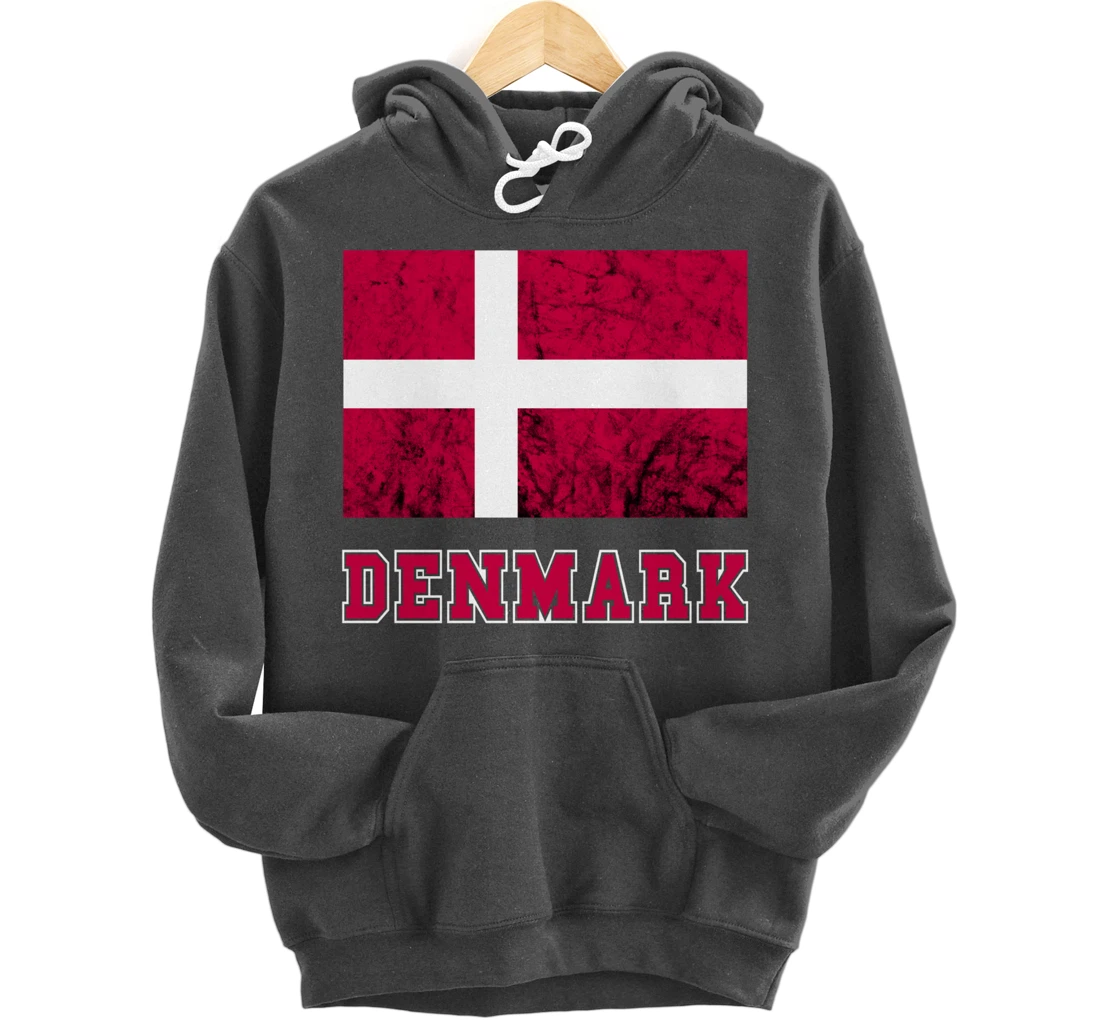 Denmark Flag Dannebrog Retro Danish Pride Danes Roots Dansk Pullover Hoodie