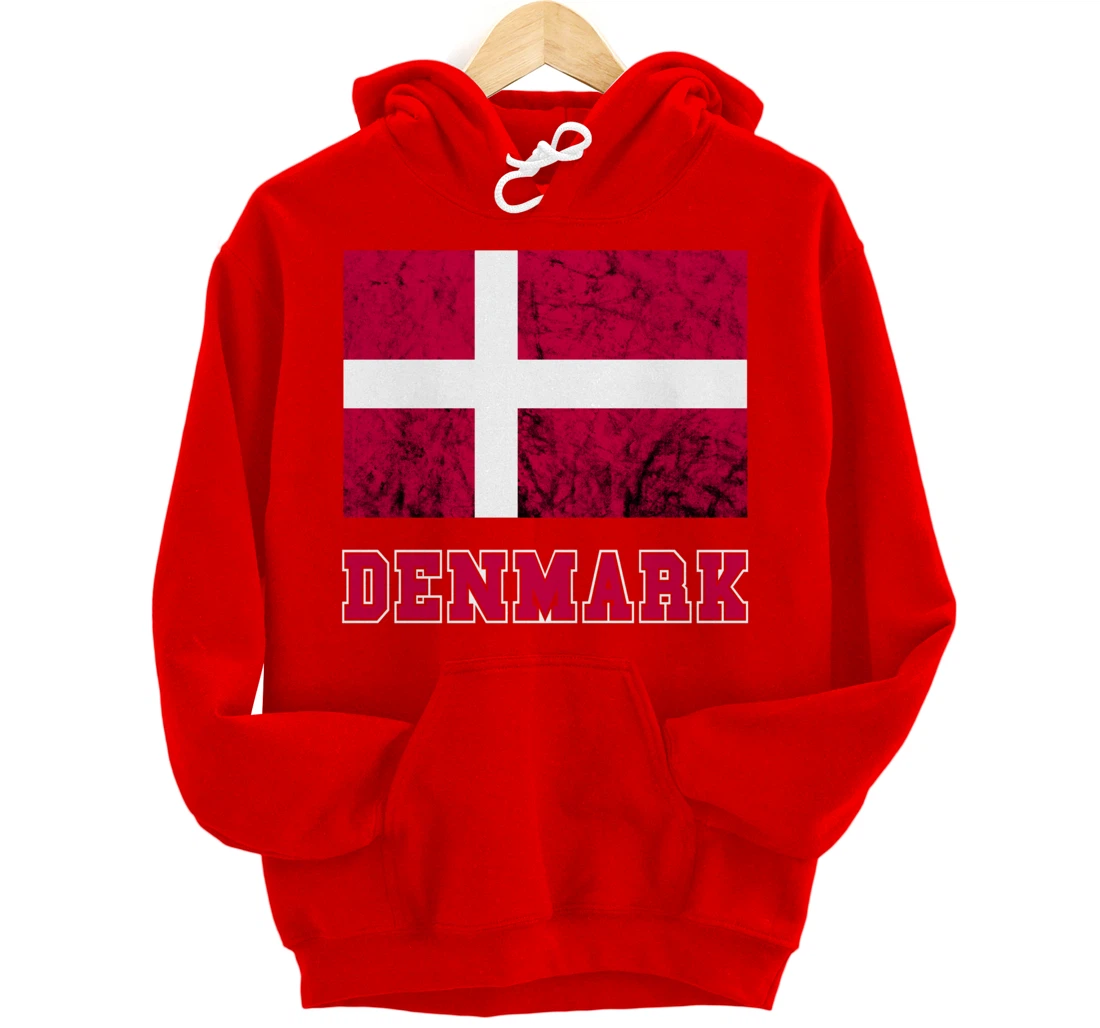 Denmark Flag Dannebrog Retro Danish Pride Danes Roots Dansk Pullover Hoodie