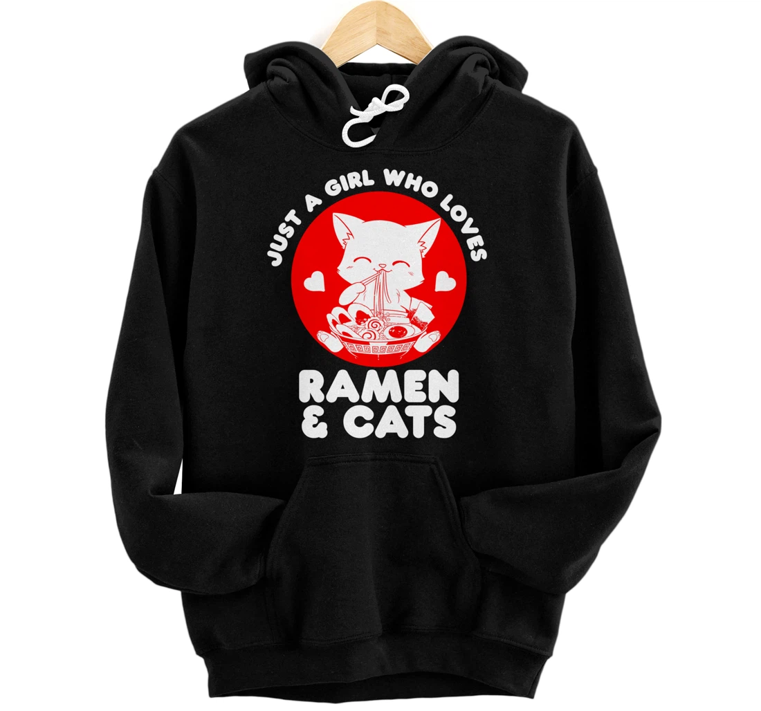 Ramen Cat Neko Kawaii Anime Japanese Noodle Otaku Girl Women Pullover Hoodie