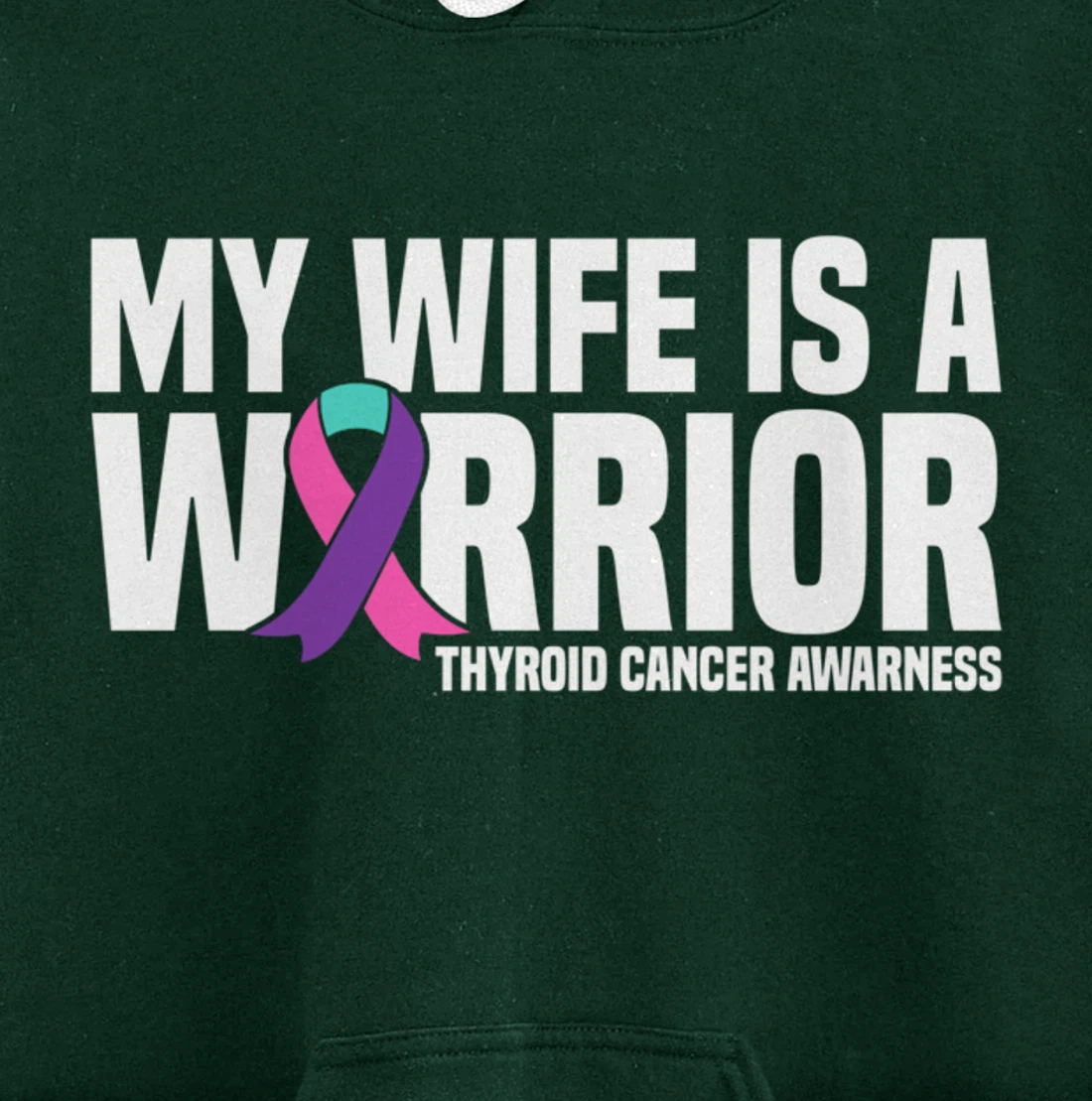 My Wife is a Warrior Purple Ribbon Thyroid Cancer Awareness Pullover Hoodie