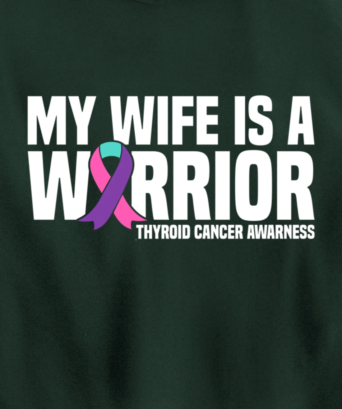 My Wife is a Warrior Purple Ribbon Thyroid Cancer Awareness Pullover Hoodie