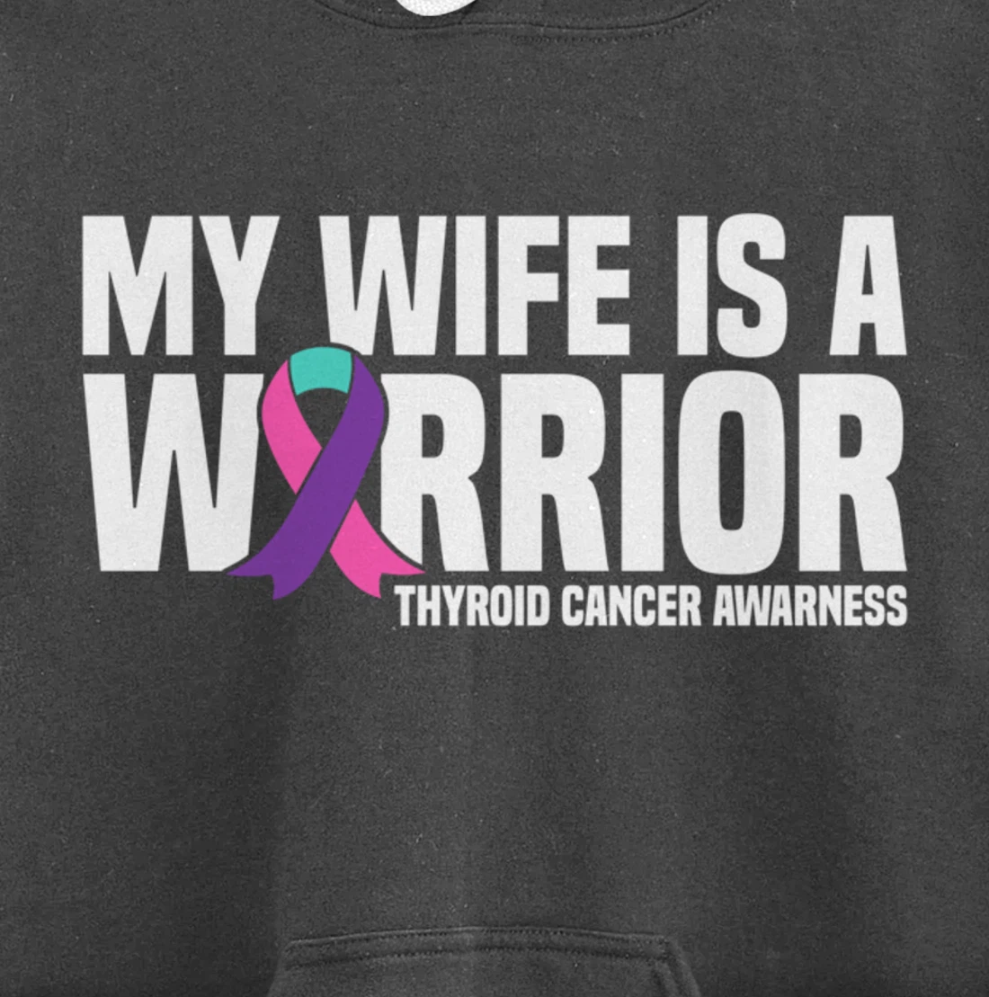 My Wife is a Warrior Purple Ribbon Thyroid Cancer Awareness Pullover Hoodie