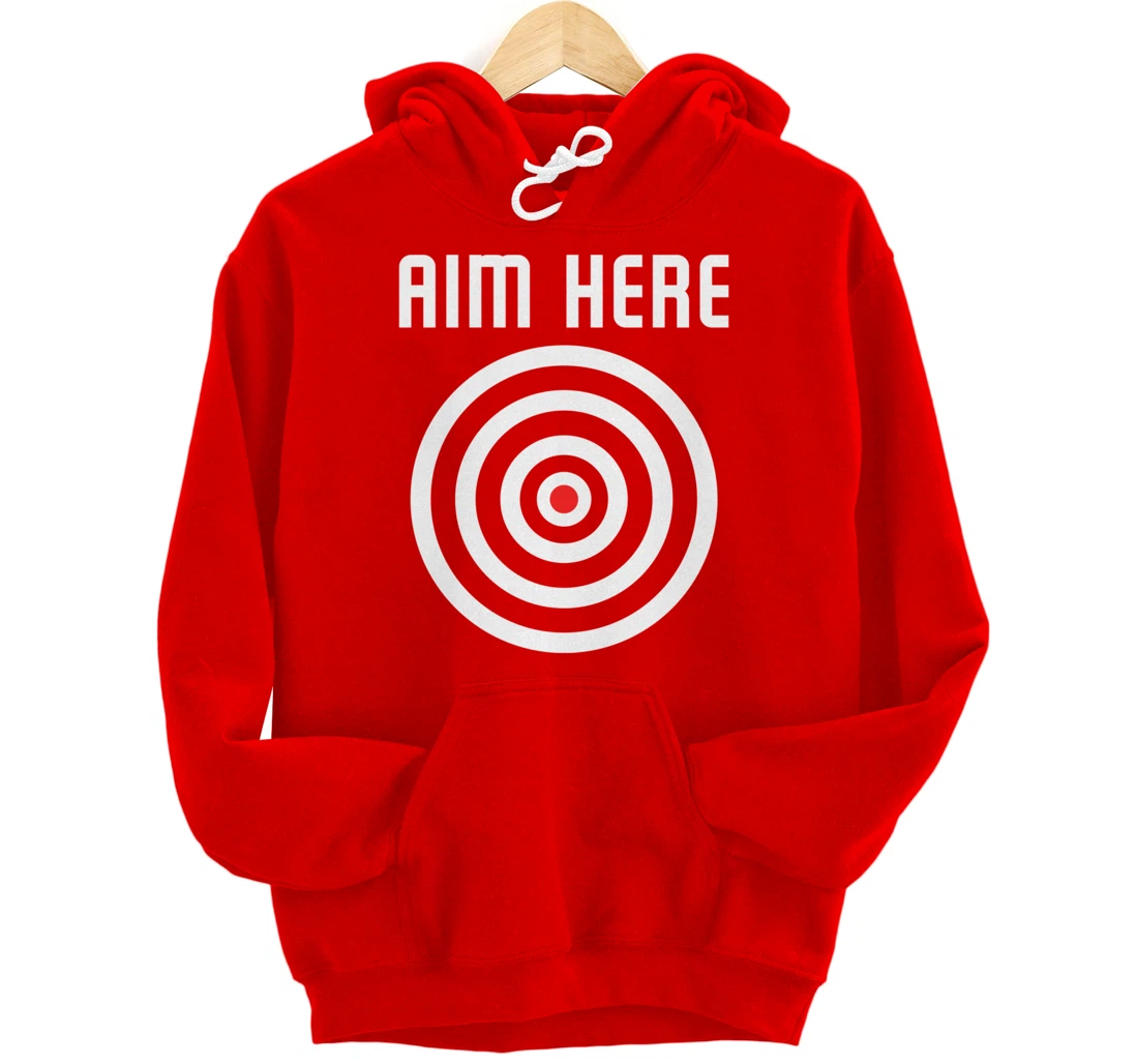 Bullseye Target Aim Here Darts Players Shooting Pullover Hoodie