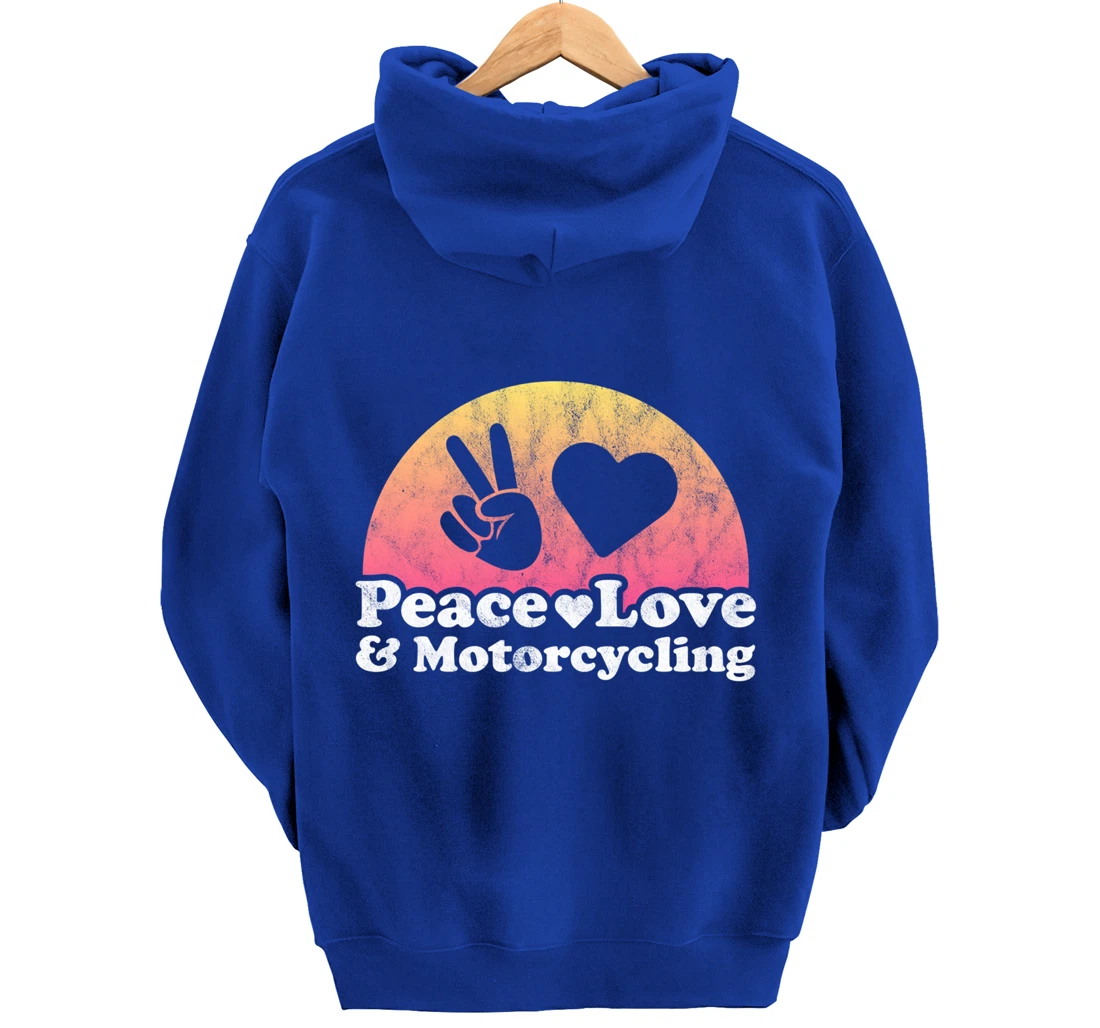 Peace Love and Motorcycling Motorcycle Pullover Hoodie