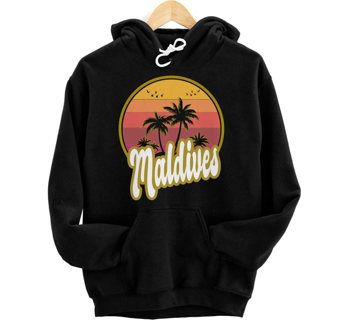 Maldives beach retro sunset Pullover Hoodie