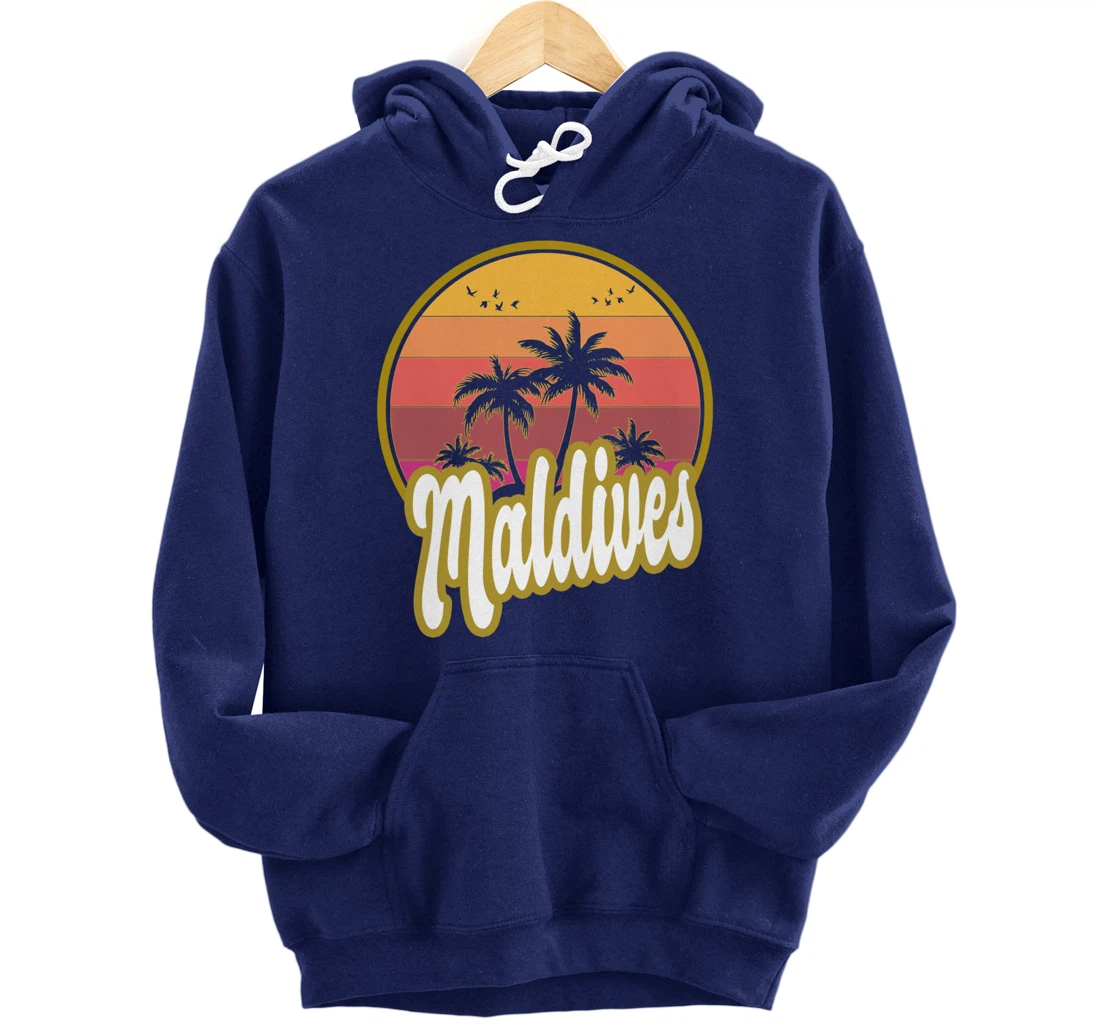 Maldives beach retro sunset Pullover Hoodie