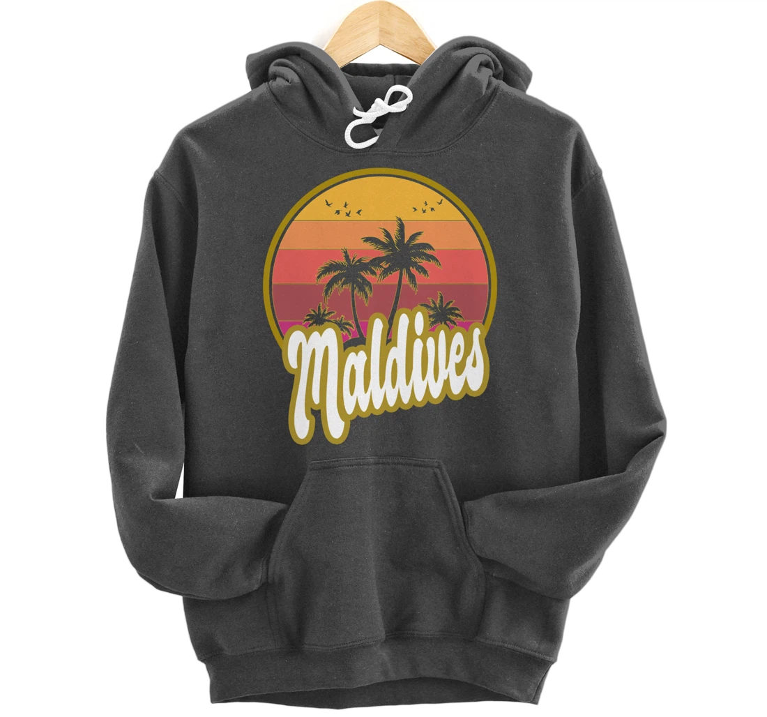 Maldives beach retro sunset Pullover Hoodie