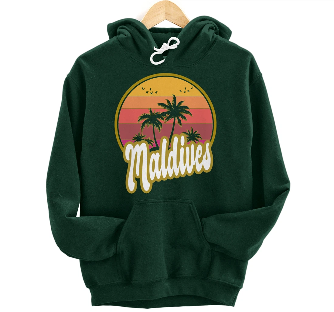 Maldives beach retro sunset Pullover Hoodie