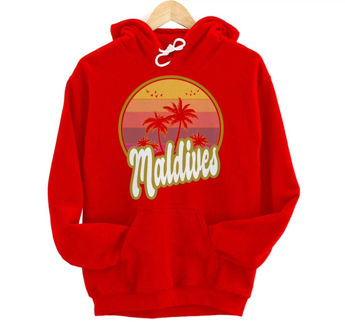 Maldives beach retro sunset Pullover Hoodie