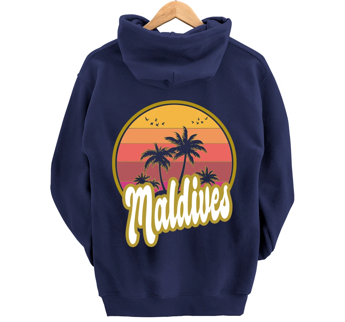 Maldives beach retro sunset Pullover Hoodie