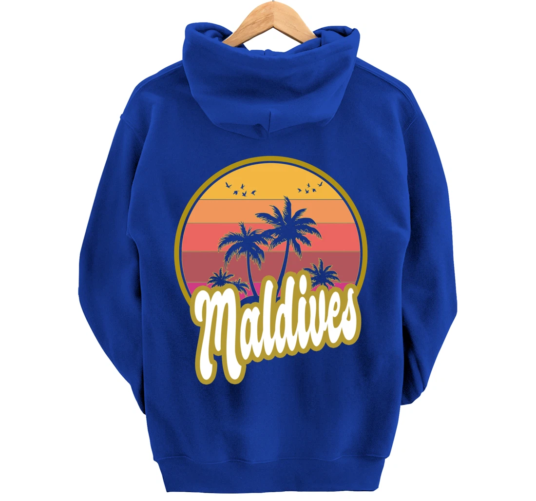Maldives beach retro sunset Pullover Hoodie