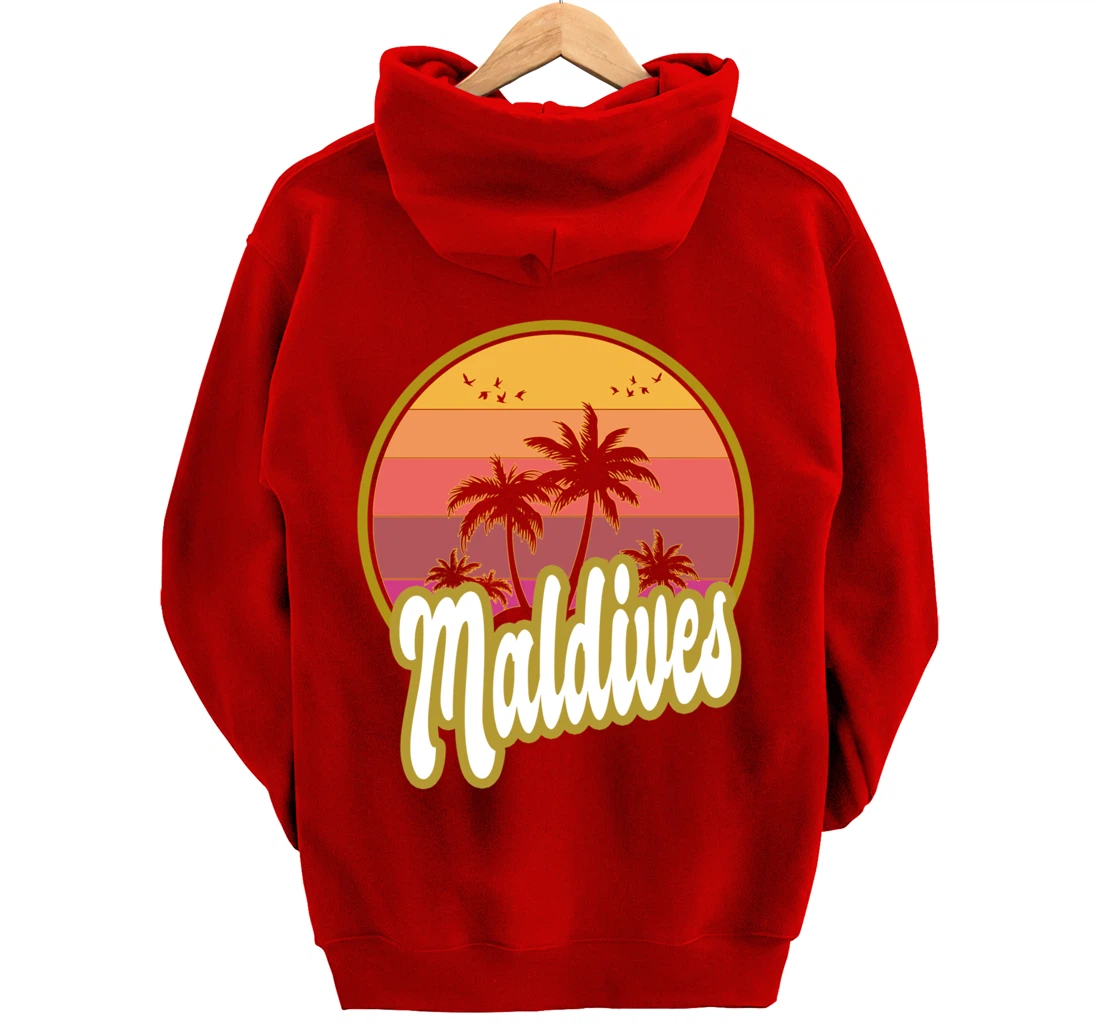 Maldives beach retro sunset Pullover Hoodie