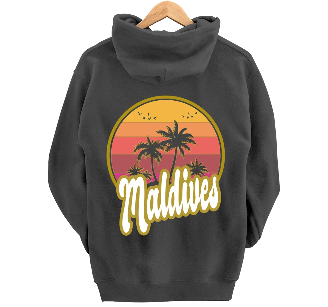 Maldives beach retro sunset Pullover Hoodie