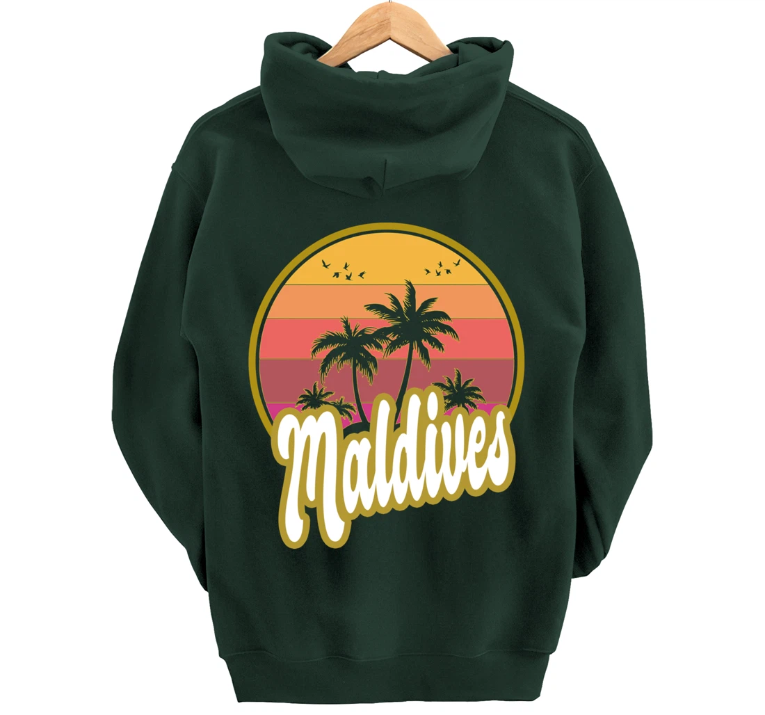 Maldives beach retro sunset Pullover Hoodie