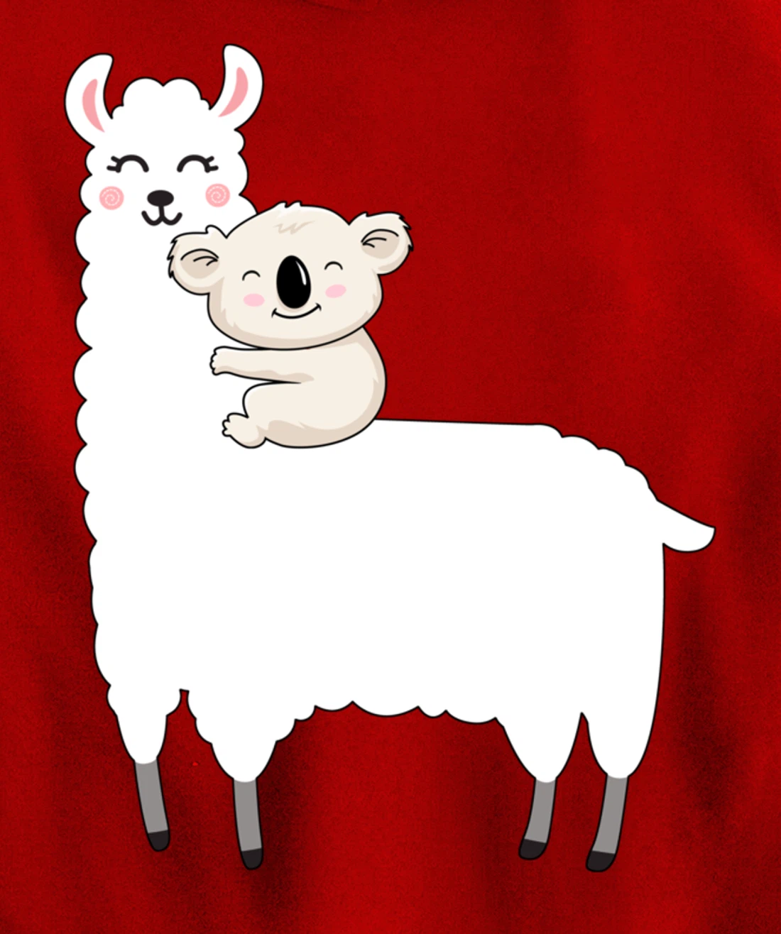 Cute Koala And Lllama Fluffy Friends Koala Riding Llama Gift Pullover Hoodie