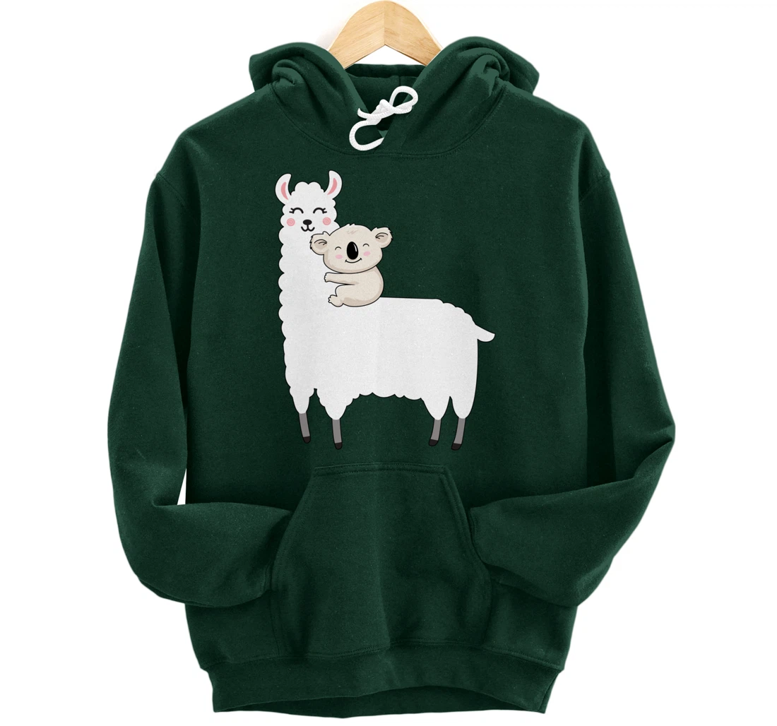 Cute Koala And Lllama Fluffy Friends Koala Riding Llama Gift Pullover Hoodie