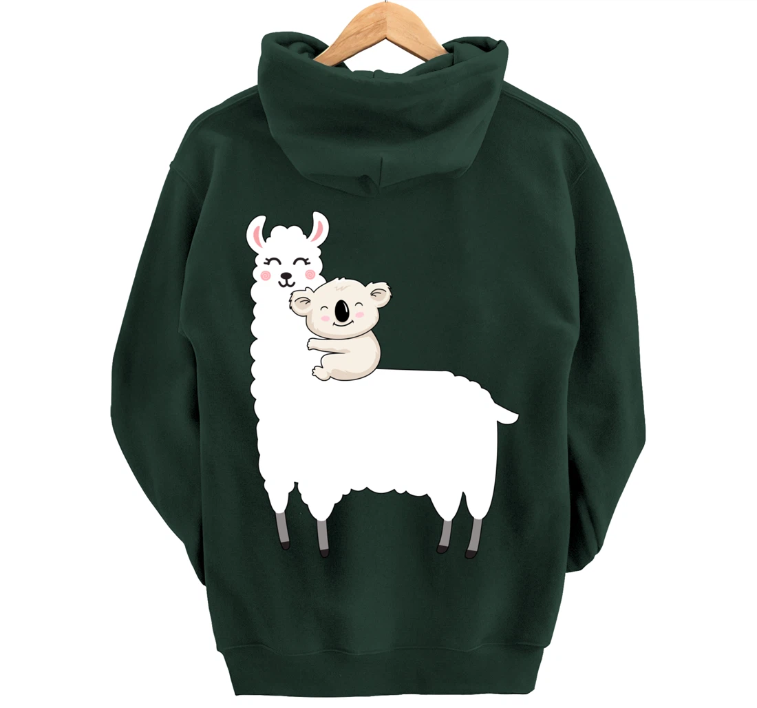 Cute Koala And Lllama Fluffy Friends Koala Riding Llama Gift Pullover Hoodie