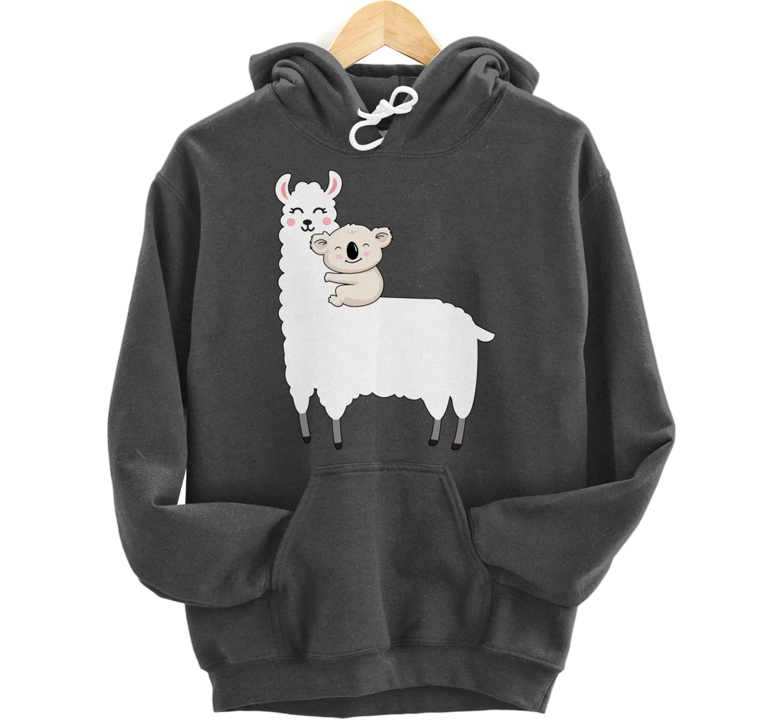 Cute Koala And Lllama Fluffy Friends Koala Riding Llama Gift Pullover Hoodie