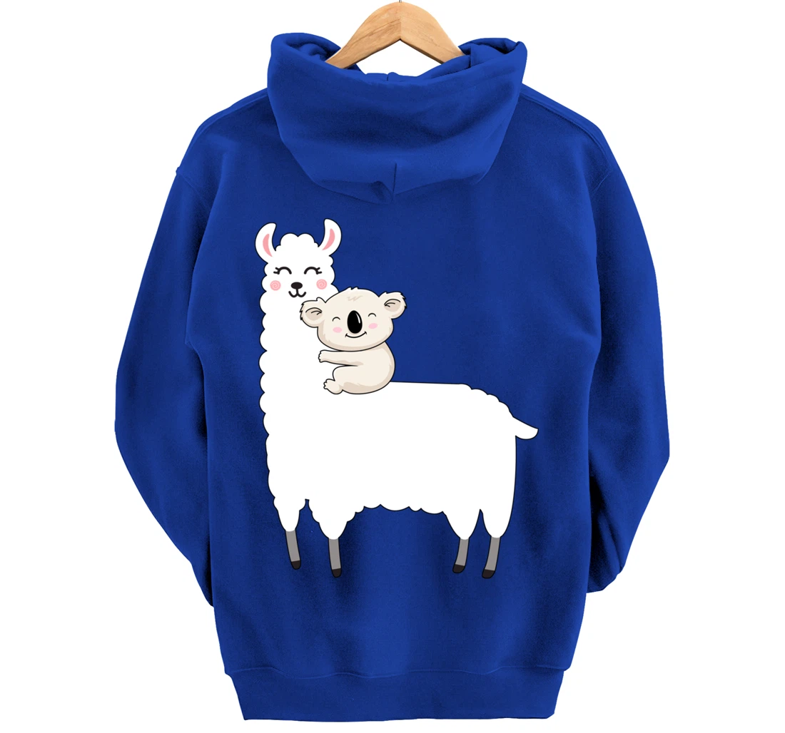 Cute Koala And Lllama Fluffy Friends Koala Riding Llama Gift Pullover Hoodie
