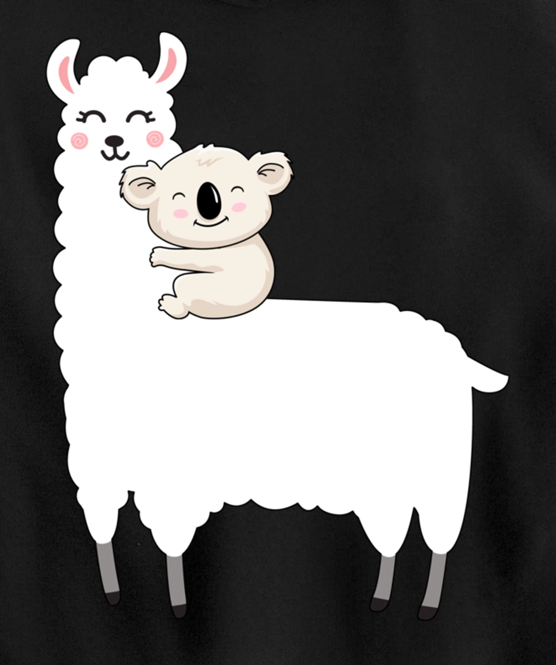 Cute Koala And Lllama Fluffy Friends Koala Riding Llama Gift Pullover Hoodie