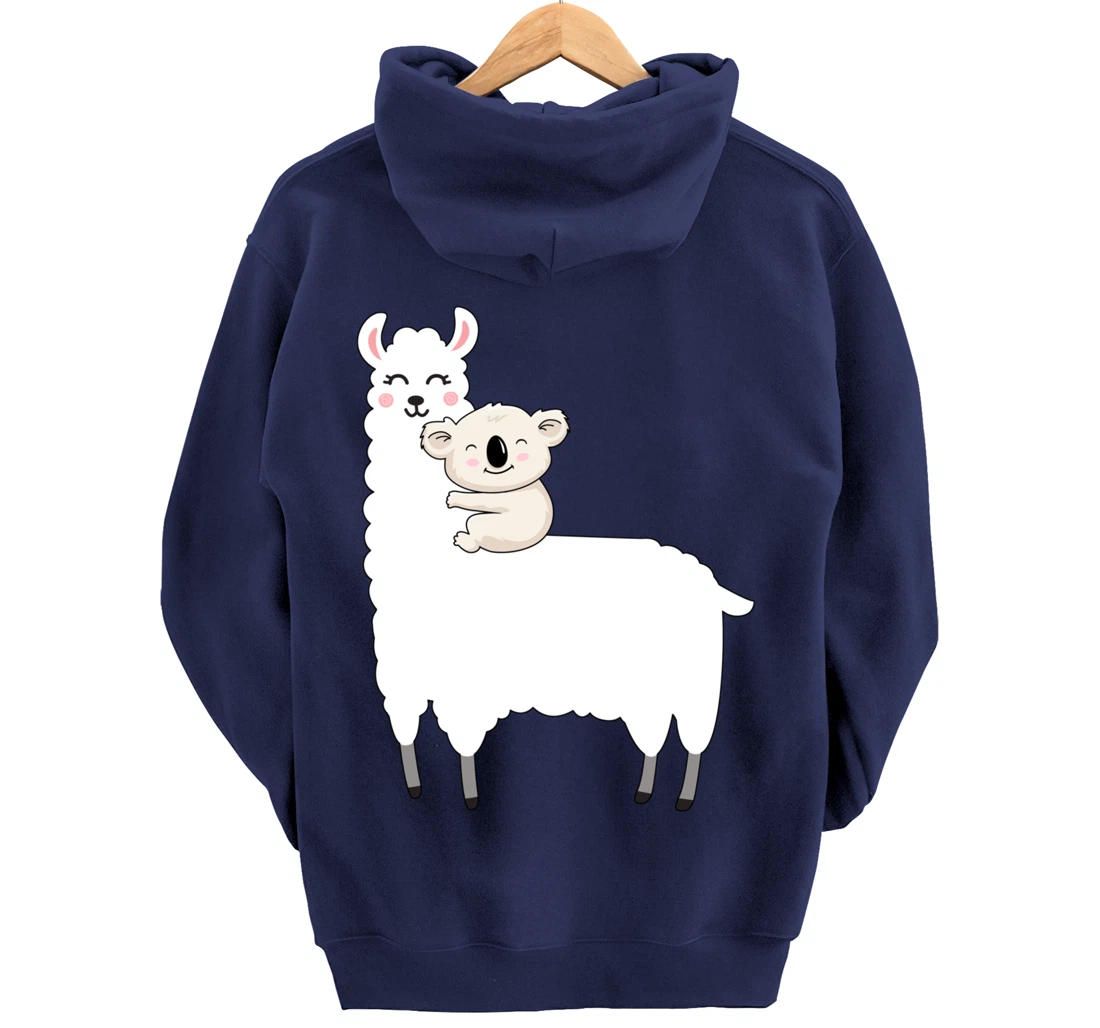 Cute Koala And Lllama Fluffy Friends Koala Riding Llama Gift Pullover Hoodie