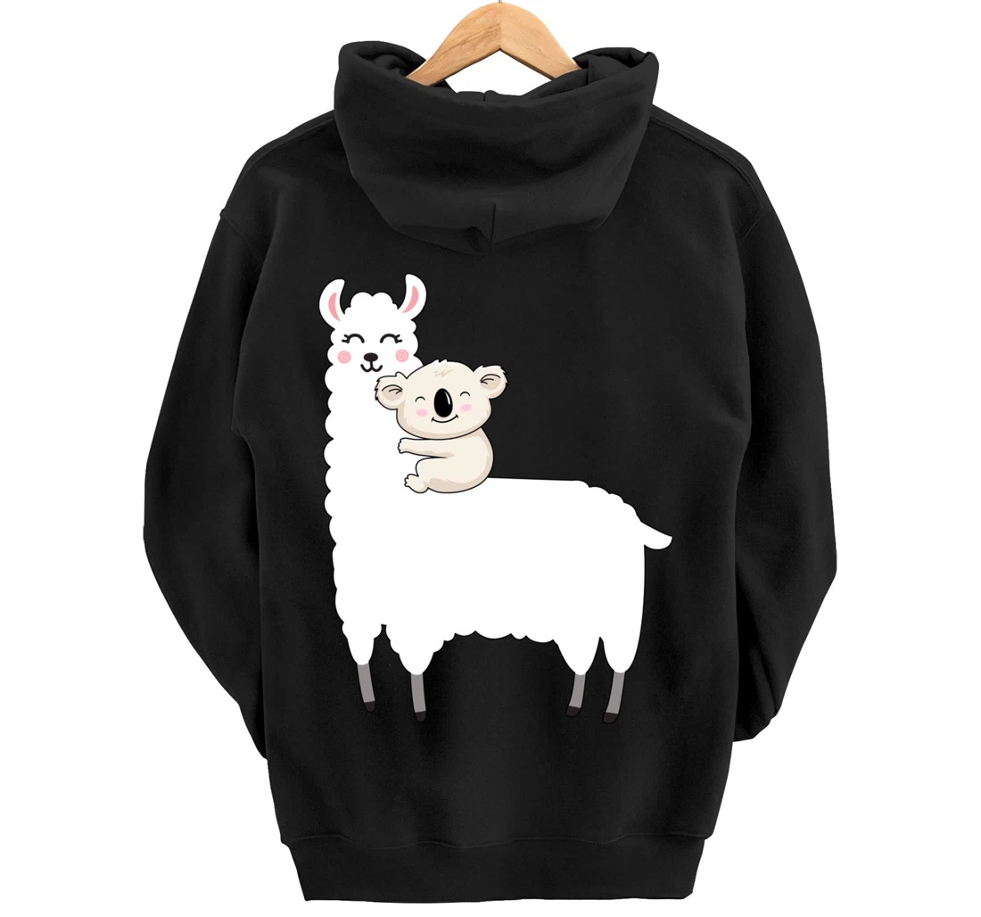 Cute Koala And Lllama Fluffy Friends Koala Riding Llama Gift Pullover Hoodie