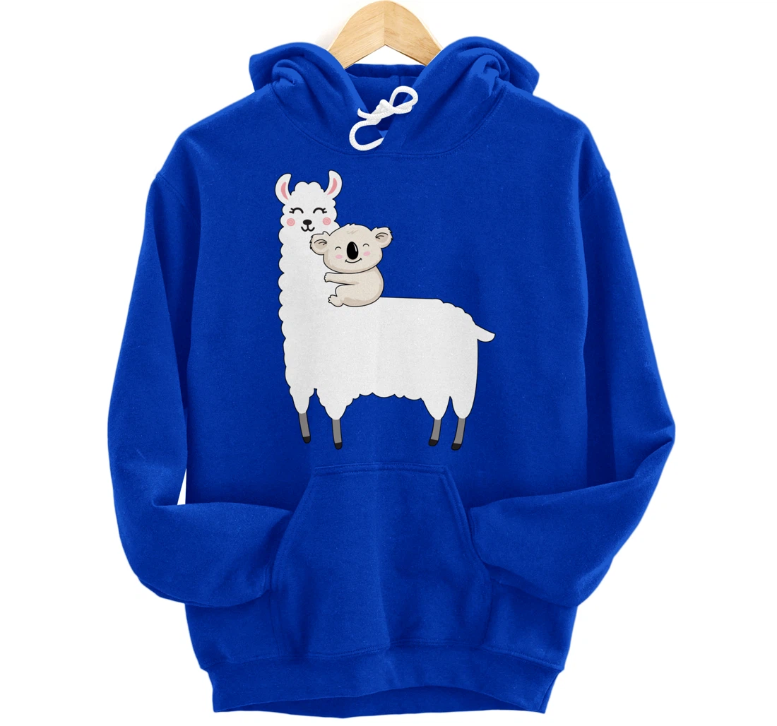Cute Koala And Lllama Fluffy Friends Koala Riding Llama Gift Pullover Hoodie