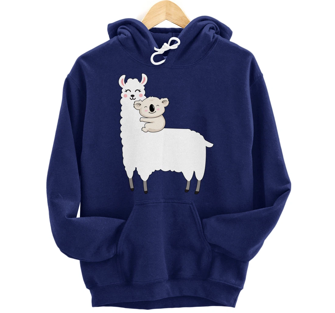 Cute Koala And Lllama Fluffy Friends Koala Riding Llama Gift Pullover Hoodie