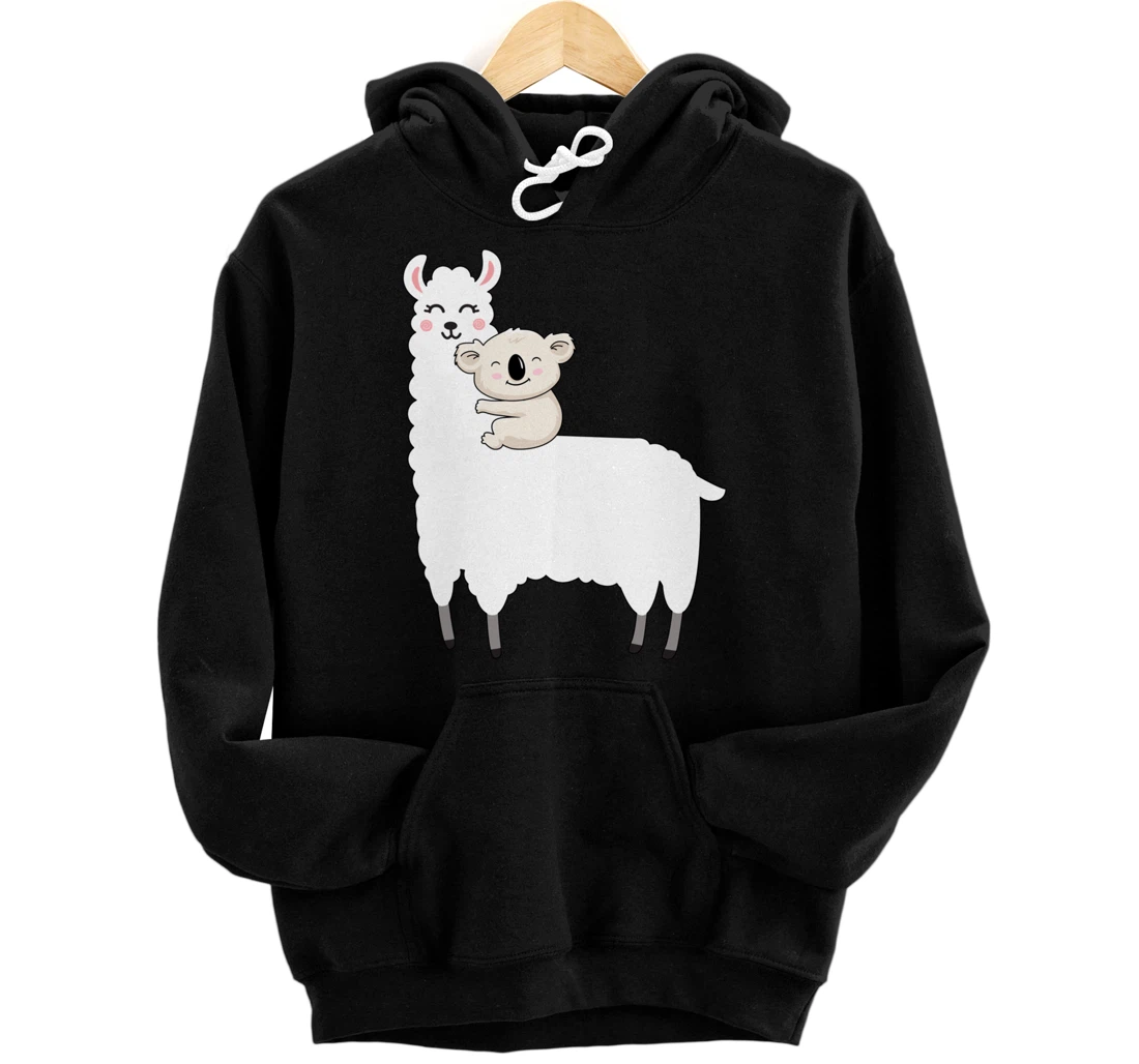 Cute Koala And Lllama Fluffy Friends Koala Riding Llama Gift Pullover Hoodie