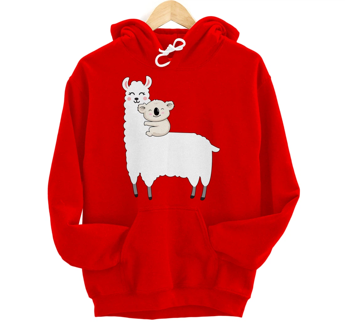 Cute Koala And Lllama Fluffy Friends Koala Riding Llama Gift Pullover Hoodie